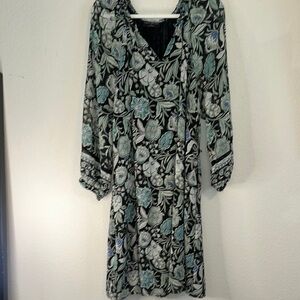 Lane Bryant Black and Blue Floral Midi Dress